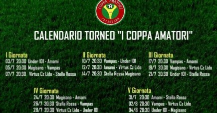 I° Torneo Coppa Amatori: 03 luglio-02 agosto 2017